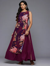 Floral Printed Boat Neck Layered Maxi Gown-AHEDGRDP-240